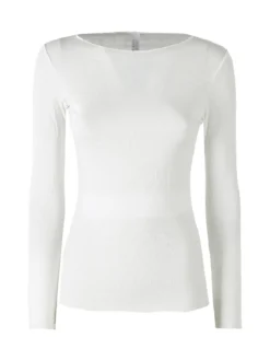 Pura P0735M Maglietta donna a costine in cashmere con scollo a barca - naturale