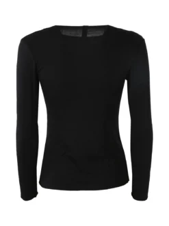 Pura P0735M Maglietta donna a costine in cashmere con scollo a barca - nero