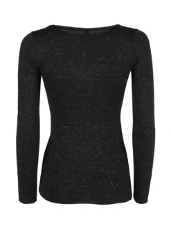 Pura P0724M Maglietta donna in lurex a maniche lunghe con scollo a barca