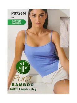 Pura Top donna a costine in bamboo - sabbia