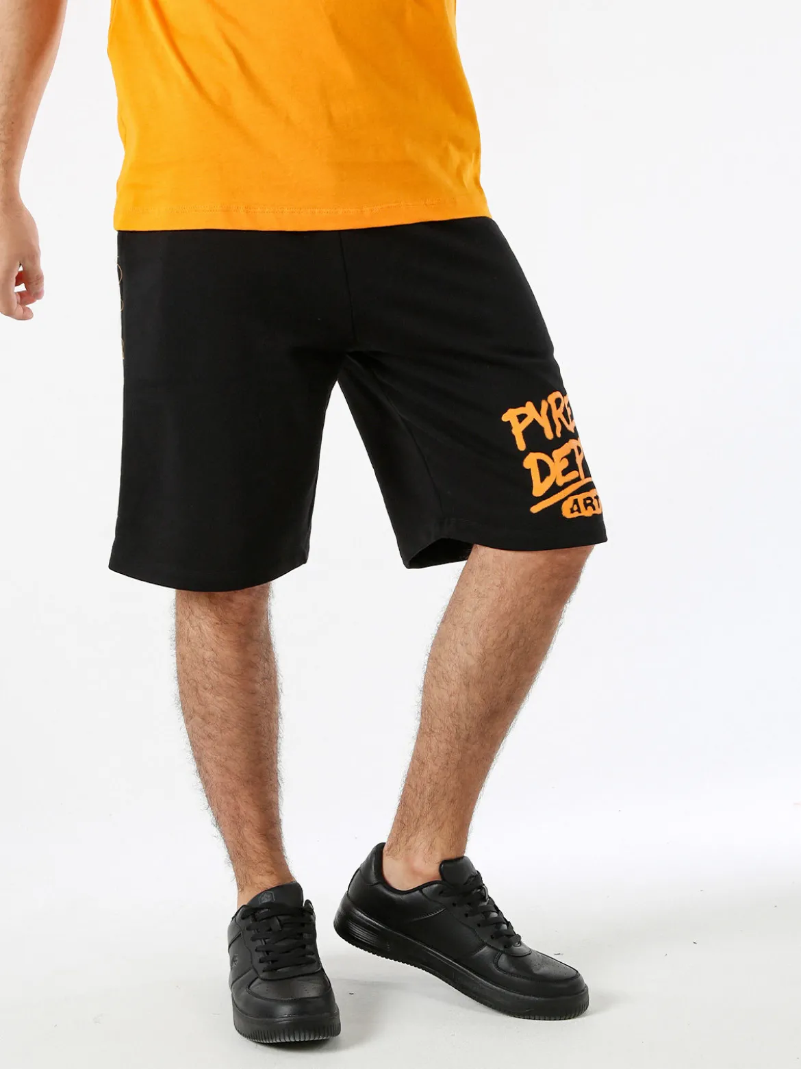 Pyrex Bermuda sportivi da uomo in cotone con logo - nero