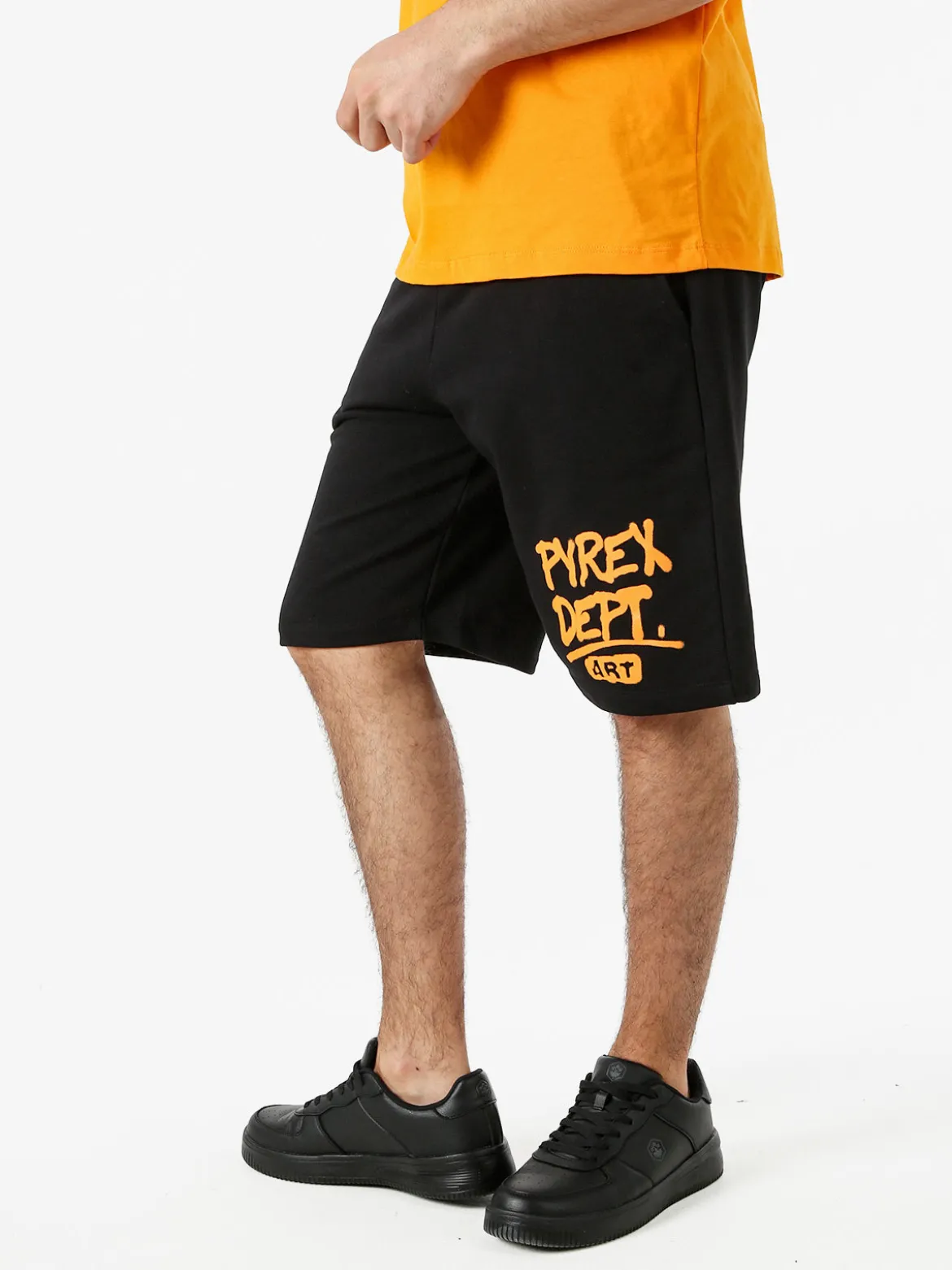 Pyrex Bermuda sportivi da uomo in cotone con logo - nero