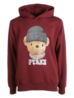 Pyrex Felpa da uomo con cappuccio e stampa - bordeaux