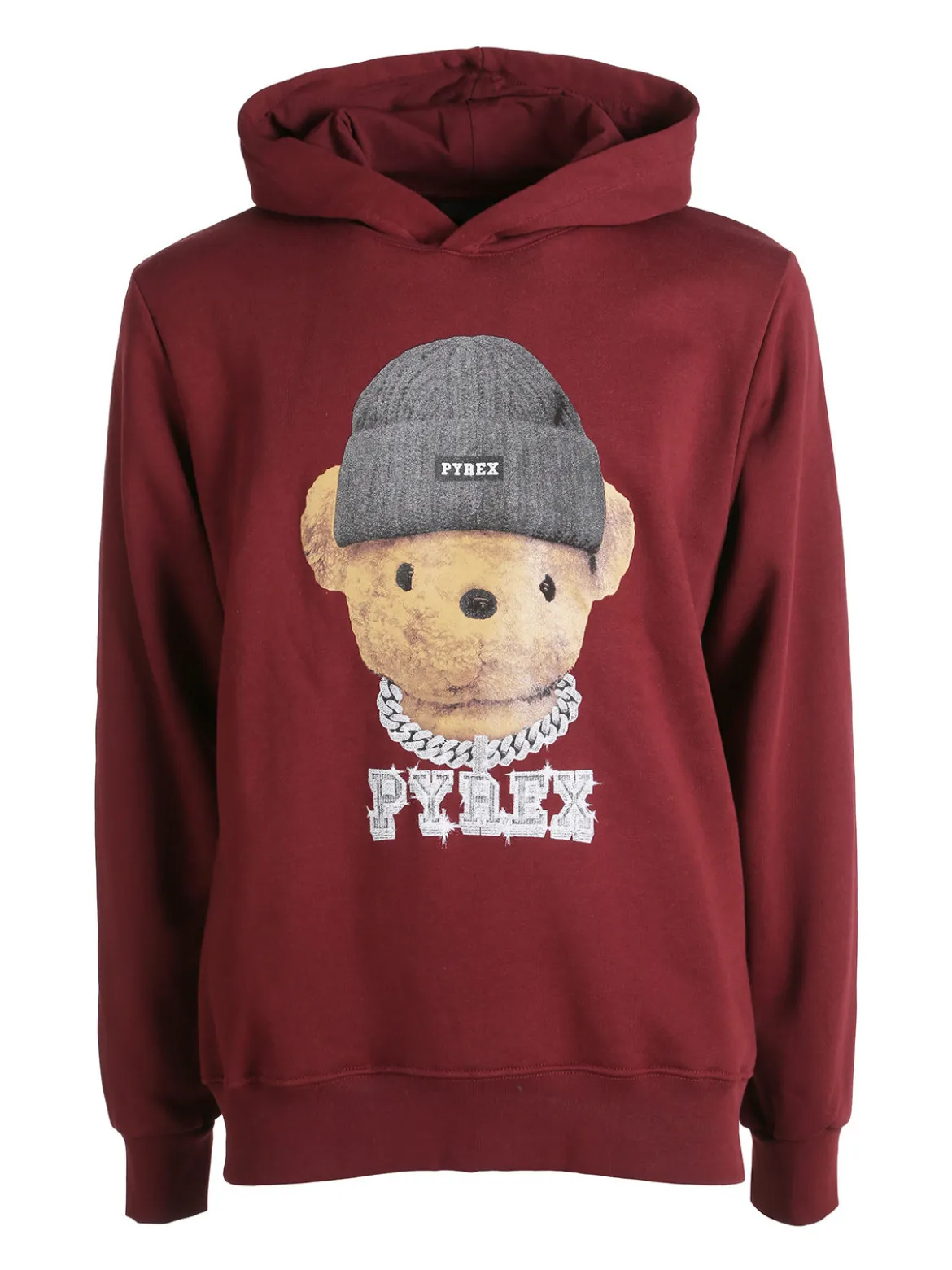 Pyrex Felpa da uomo con cappuccio e stampa - bordeaux