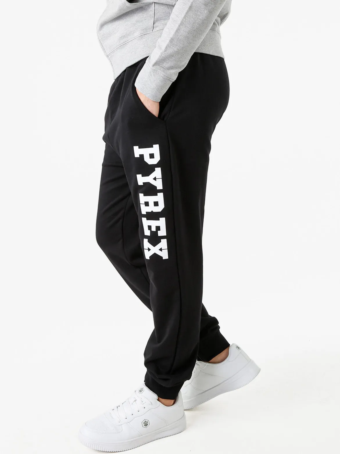 Pyrex Pantaloni tuta da uomo in cotone con logo - nero