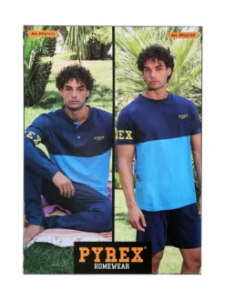 Pyrex Pigiama lungo da uomo in cotone - blu
