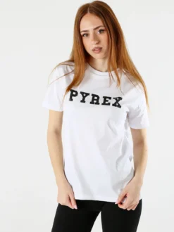 Pyrex T-shirt donna in cotone con logo - bianco