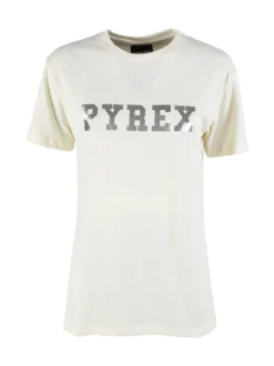 Pyrex T-shirt donna in cotone con logo - panna