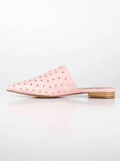 Queen Helena Sabot rosa in ecopelle con borchie