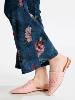 Queen Helena Sabot rosa in ecopelle con borchie