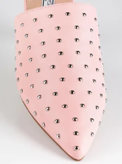 Queen Helena Sabot rosa in ecopelle con borchie