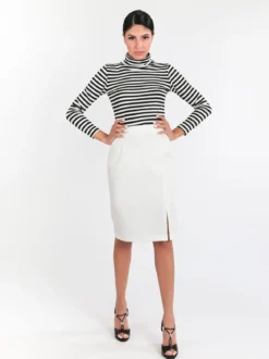 Radaus Gonna longuette donna con spacco - bianco