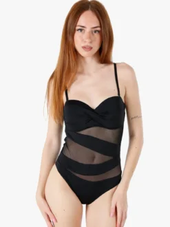 Rai7 Costume da bagno intero da donna con coppe imbottite e con ferretto - nero