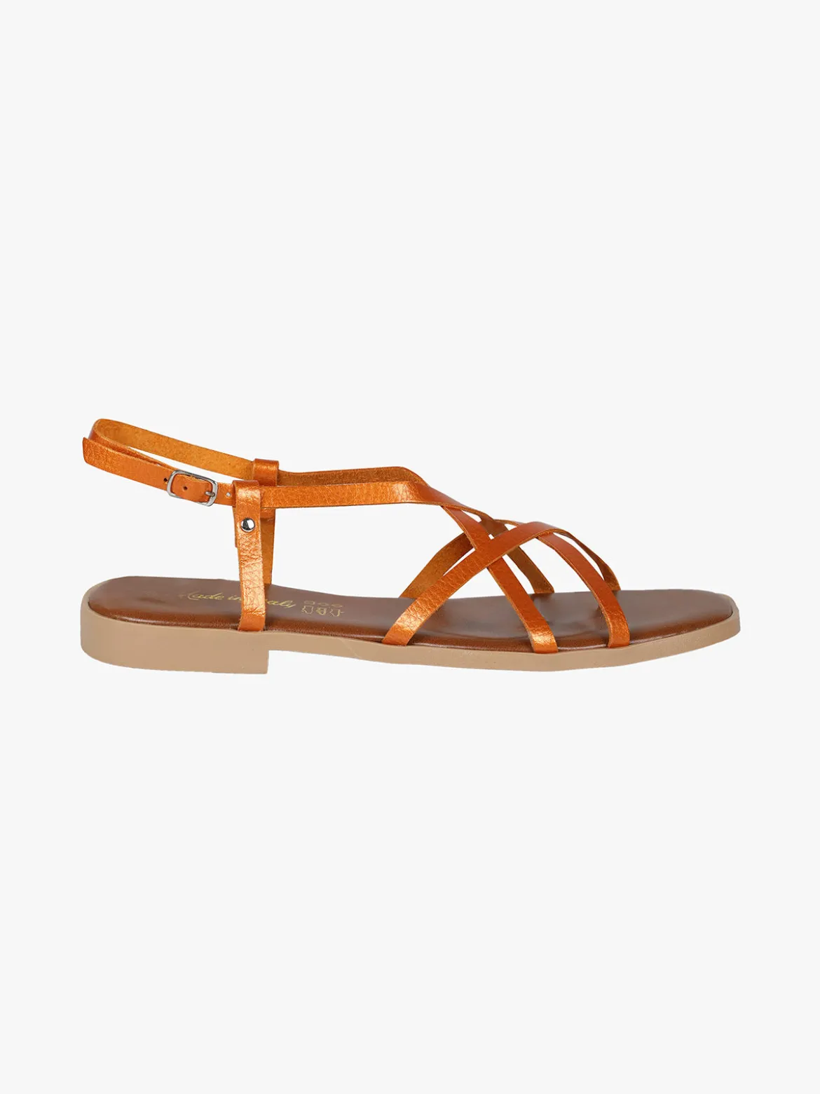 Rebecca - Made In Italy Sandali bassi in pelle da donna con fascette incrociate
