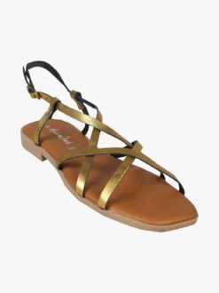 Rebecca - Made In Italy Sandali bassi in pelle da donna con fascette incrociate