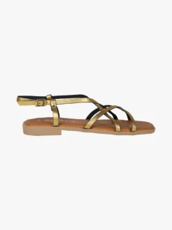 Rebecca - Made In Italy Sandali bassi in pelle da donna con fascette incrociate