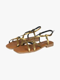 Rebecca - Made In Italy Sandali bassi in pelle da donna con fascette incrociate