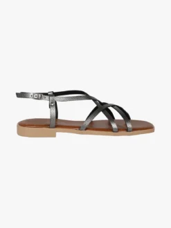 Rebecca - Made In Italy Sandali bassi in pelle da donna con fascette incrociate