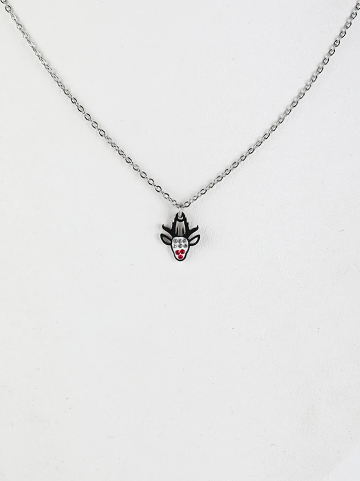 Rejena Collana donna in maglia sottile con charm renna