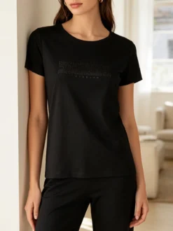 Renato Balestra T-shirt donna in cotone bielastico con glitter