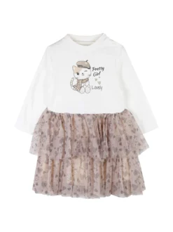 Re Panda Completo da neonata 2 pezzi con vestito e pelliccia sintetica