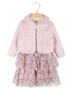 Re Panda Completo da neonata 2 pezzi con vestito e pelliccia sintetica