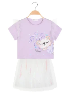 Re Panda Completo elegante da bambina con gonna in tulle