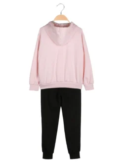 Re Panda Completo tuta 3 pezzi da bambina con cappuccio e zip - rosa