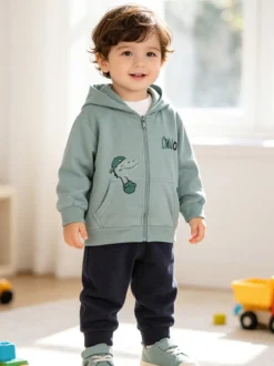 Re Panda Completo tuta 3 pezzi da neonato con cappuccio e zip - acqua marina