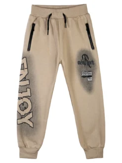 Re Panda Pantaloni tuta da bambino con polsini e interno caldo - khaki