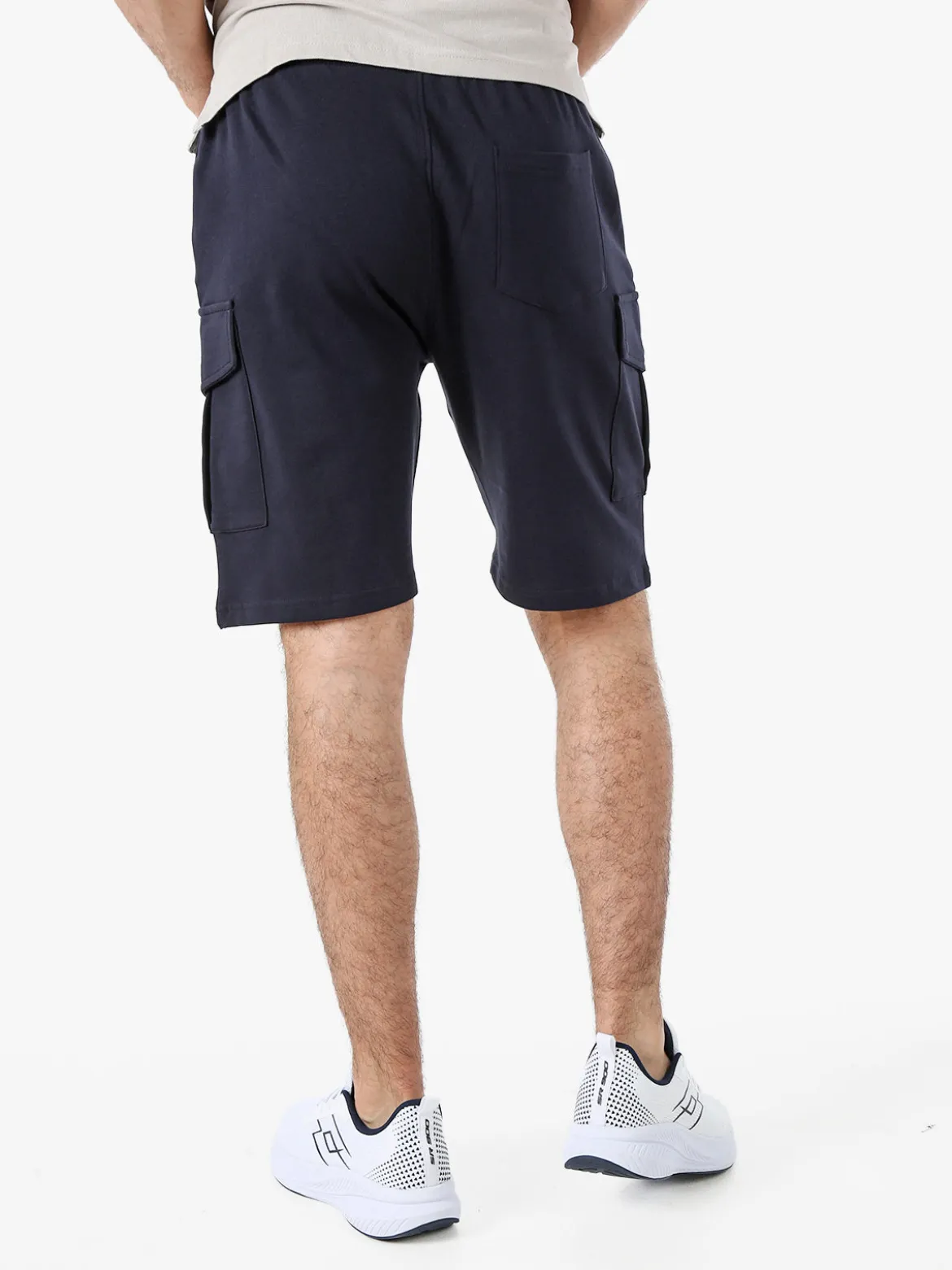 Rifle Bermuda da uomo in felpa con tasconi laterali - blu scuro