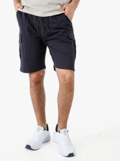 Rifle Bermuda da uomo in felpa con tasconi laterali - blu scuro