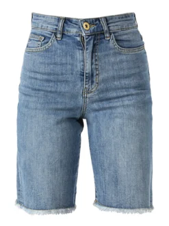 Rifle Bermuda di jeans da donna con finale sfrangiato - jeans
