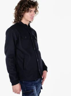 Rifle Giacca camicia da uomo effetto lana con bottoni