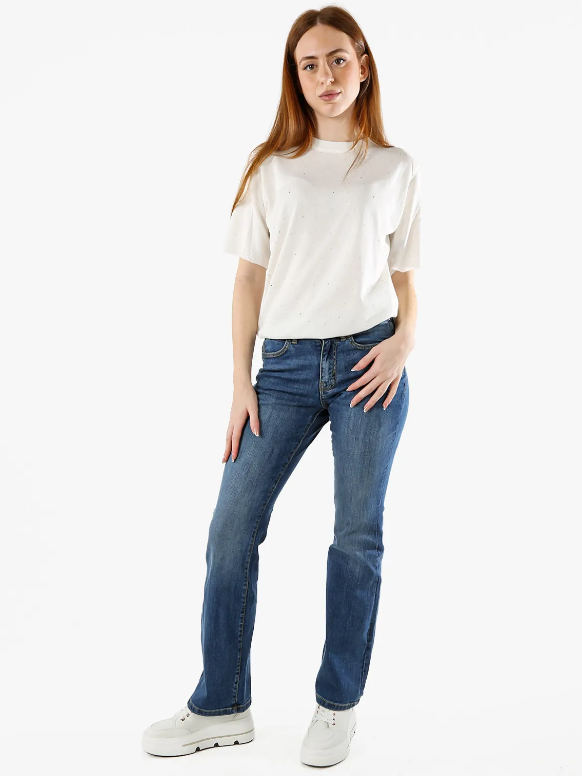 Rifle Jeans donna a vita bassa con finale a zampa - jeans