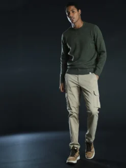 Rifle Maglione girocollo da uomo misto lana - militare