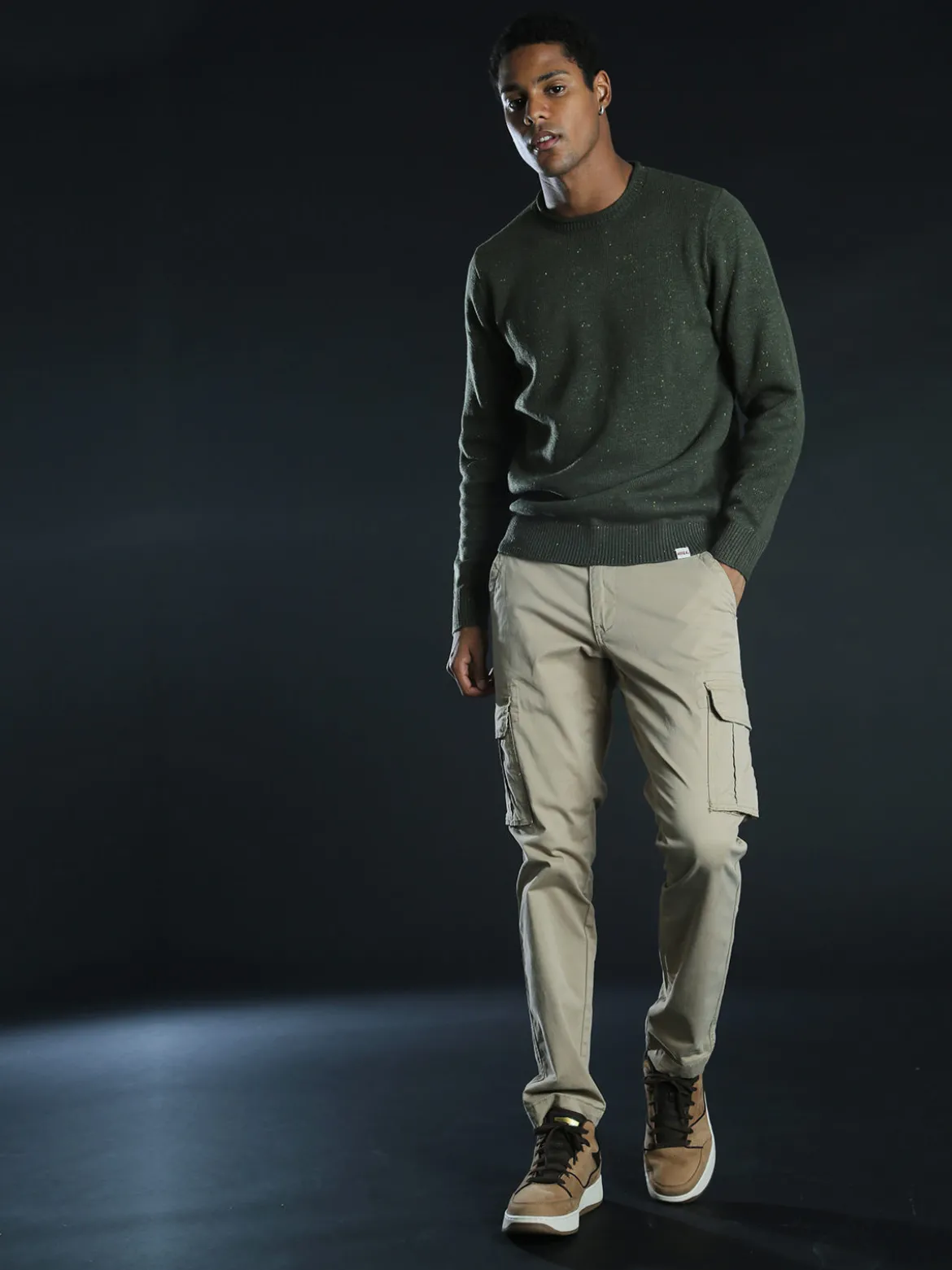 Rifle Maglione girocollo da uomo misto lana - militare