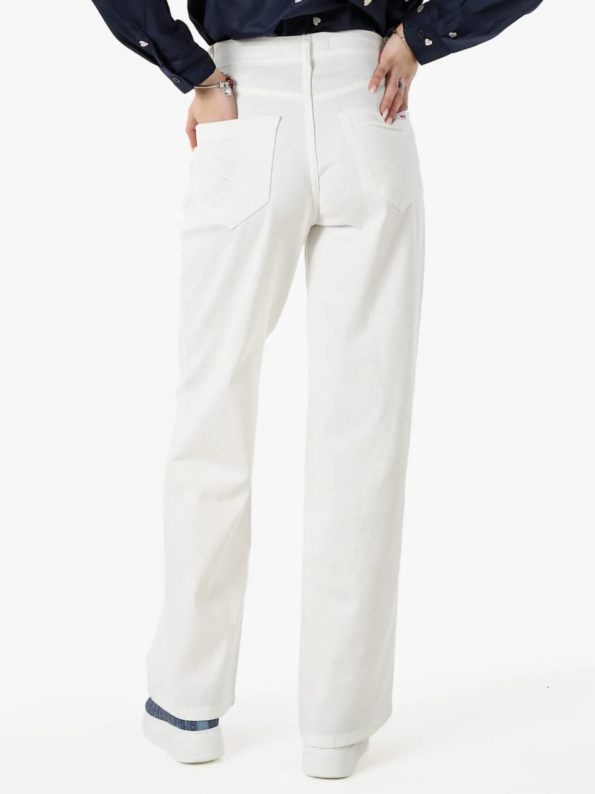 Rifle Pantaloni donna jeans a gamba larga - bianco
