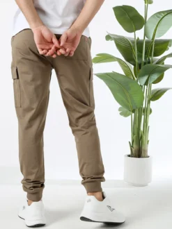 Rifle Pantaloni sportivi da uomo in cotone con tasconi laterali - militare