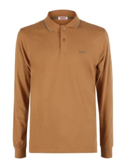 Rifle Polo uomo a maniche lunghe in cotone - cammello
