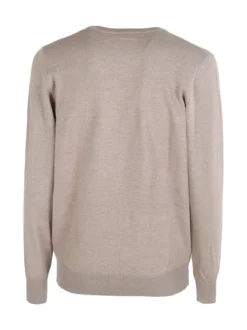 Rifle Pullover uomo scollo V in maglia misto lana - sabbia
