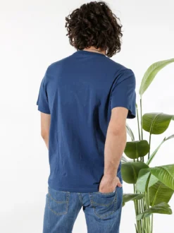 Rifle T-shirt da uomo in cotone con taschino - blu