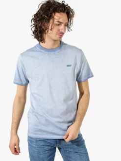 Rifle T-shirt girocollo da uomo in cotone con logo - cielo