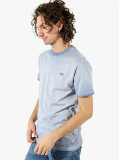 Rifle T-shirt girocollo da uomo in cotone con logo - cielo