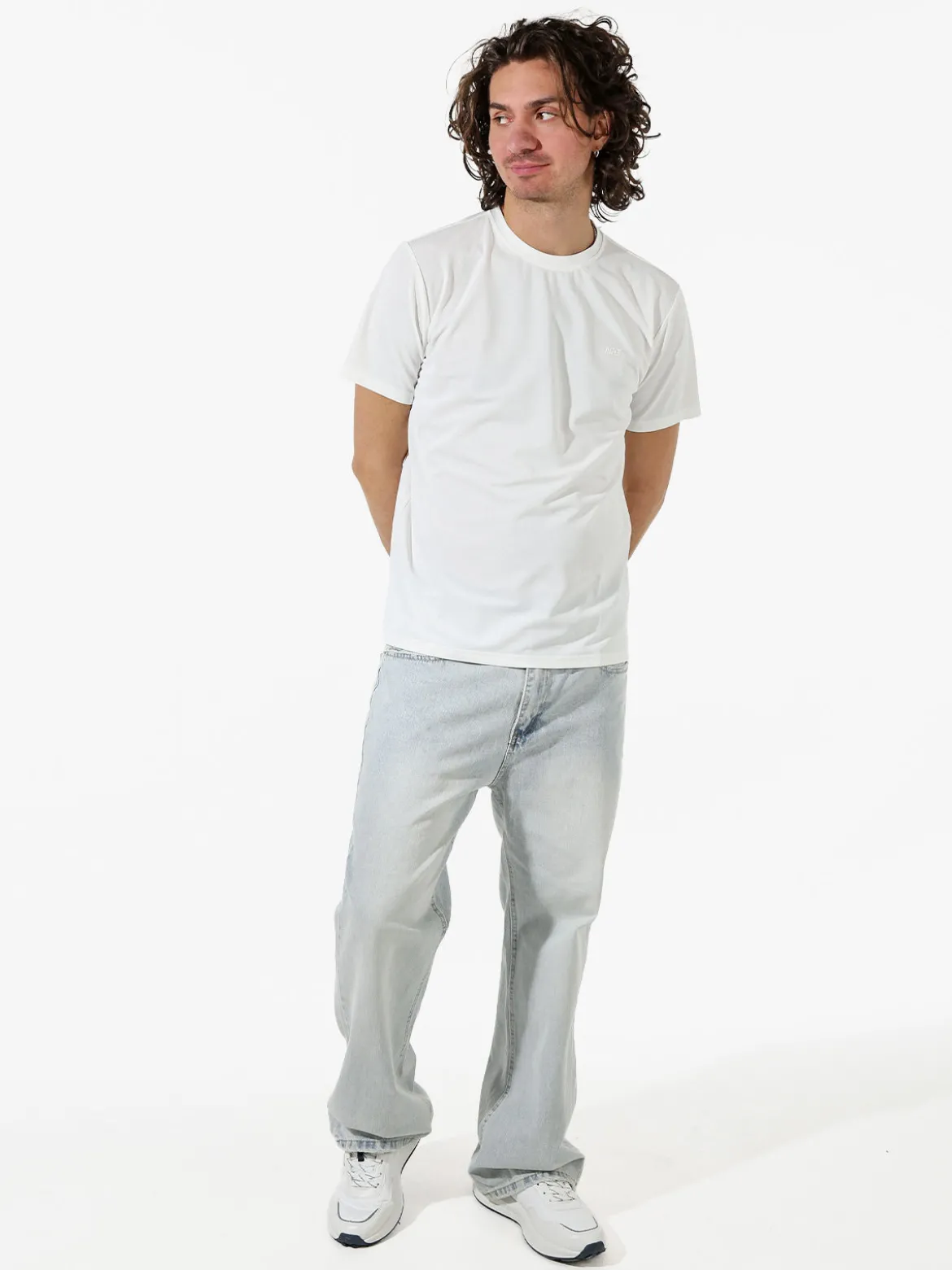 Rifle T-shirt girocollo da uomo in tessuto tecnico - bianco