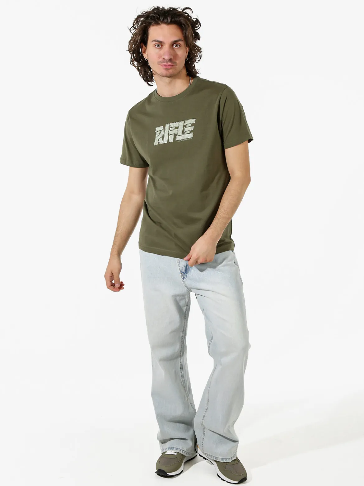 Rifle T-shirt in cotone da uomo con logo - militare