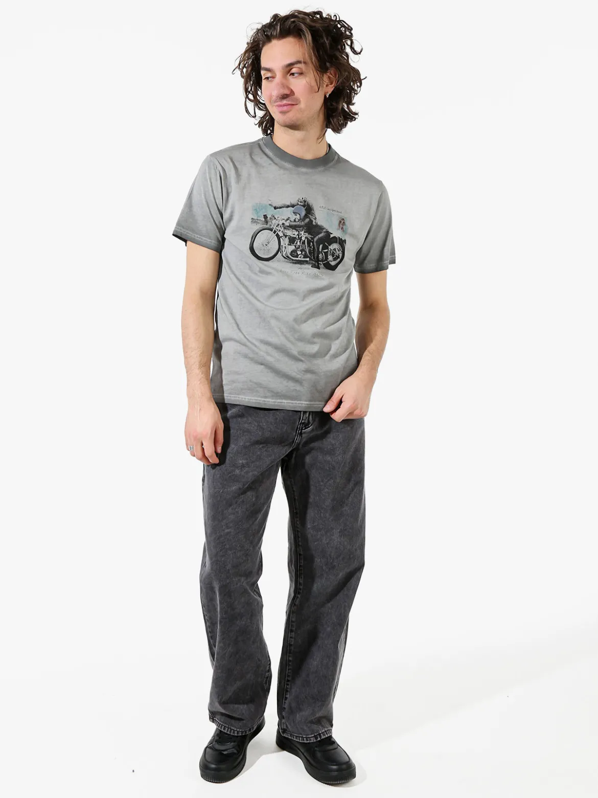 Rifle T-shirt in cotone da uomo con stampa - grigio scuro