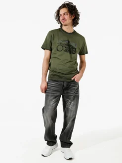 Rifle T-shirt in cotone da uomo con stampa - militare