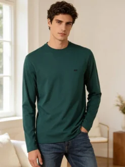 Rifle T-shirt uomo a maniche lunghe in cotone - verde