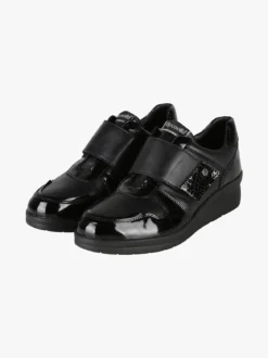 Riposella Scarpe in pelle da donna con fascia a strappo e zeppa